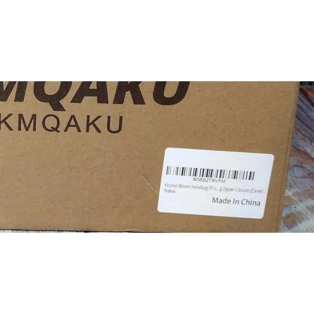 SKMQAKU - Knoted Woven Handbag Pull Zipper Closure - Claret - NEW in Box‎